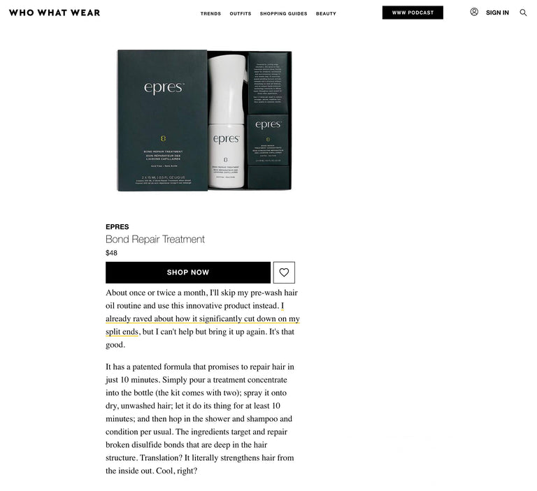 Epres featured in Who What Wear Article